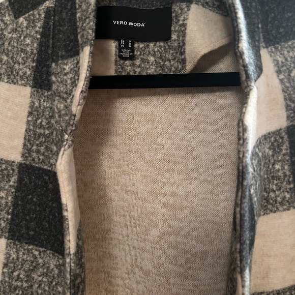 Vero Moda Buffalo Check Cardigan Coat | Black & White | Size M - Picture 4 of 5
